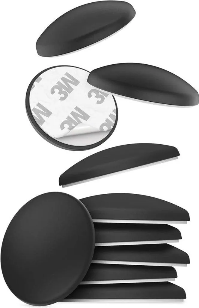 Butées de porte noires 40 mm pour murs et meubles - Kit adhésif élastique