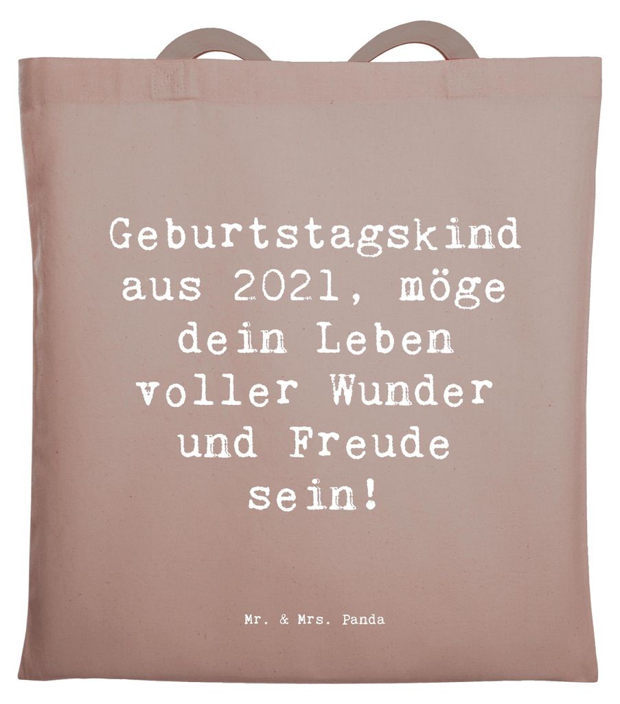 Mr. & Mrs. Panda Jutebeutel Spruch 2021 Geburtstag - Braun Pastell - Geschenk, Baby, Alter, Freunde, Geburtstagswünsche, Shopping Tasche, Schultas...