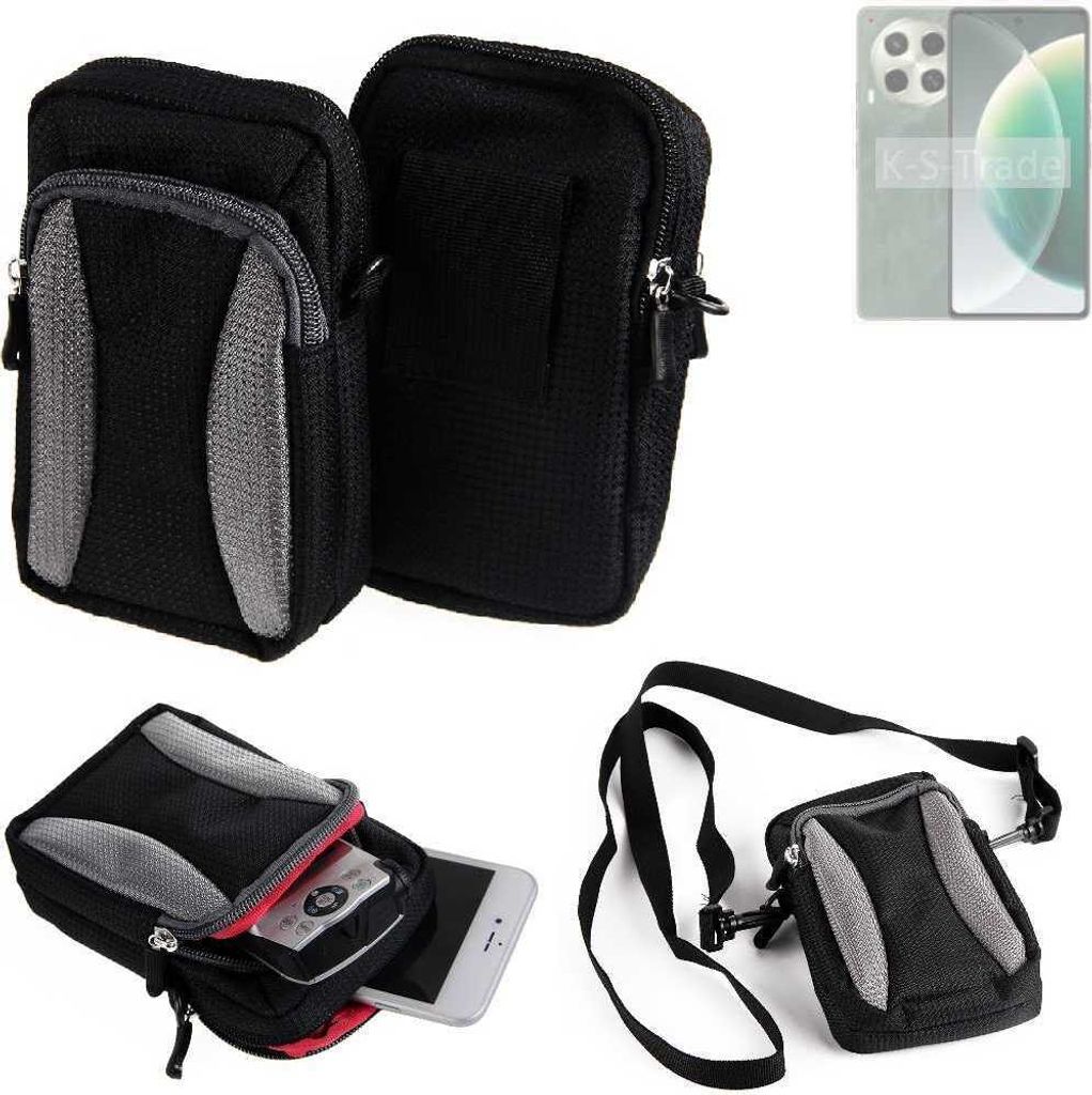 K-S-Trade Holster Schutz Hülle kompatibel mit Tecno Camon 30 5G Handy Hülle Gürteltasche Umhängetasche mit Zusatzfach schwarz