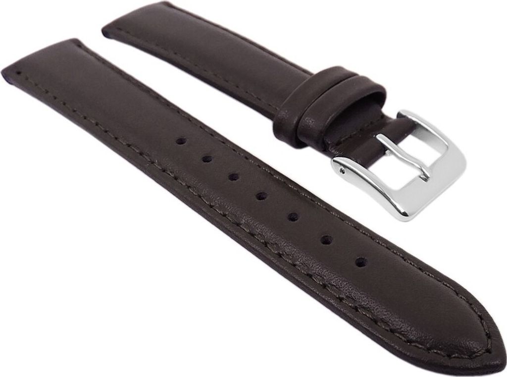 Uhrenarmband Leder Seidenkalb XL dunkelbraun 27497S, Stegbreite:12mm