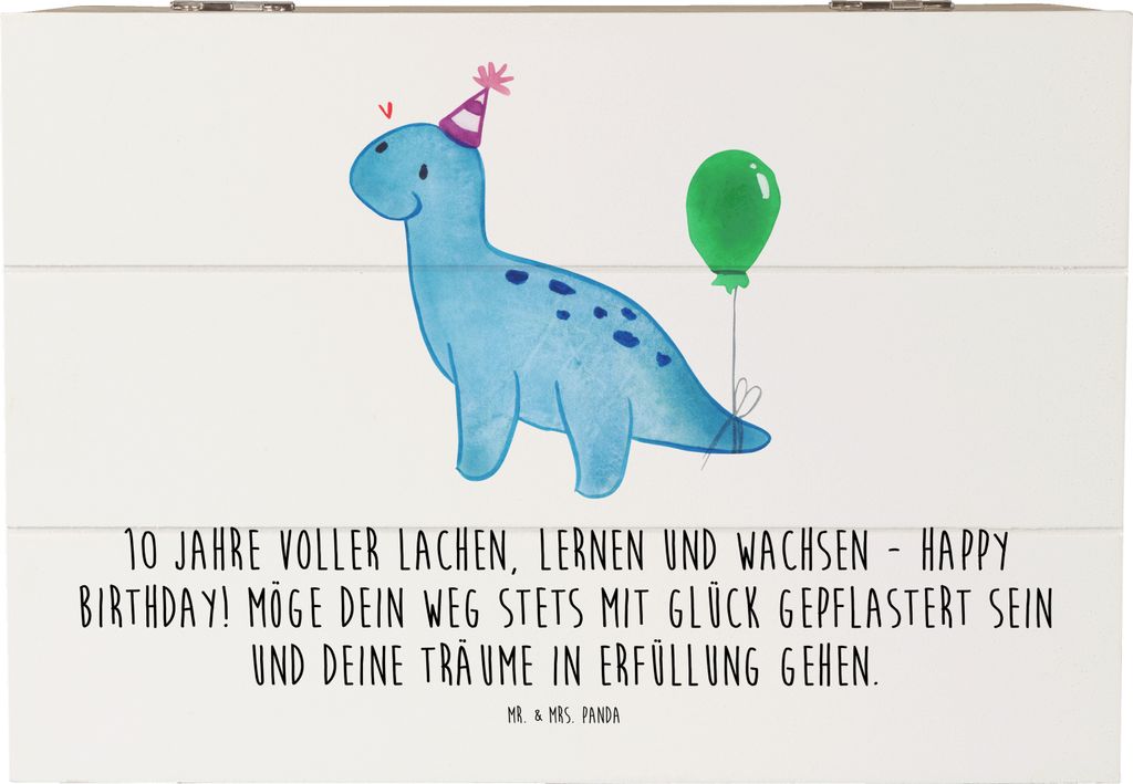 Mr. & Mrs. Panda kiste holz 10. Geburtstag Feier 22 x 15 cm - Weiß - Geschenk, Schatzkiste, Happy Birthday, geschenkkiste, Glückwunsch, Familie, ...