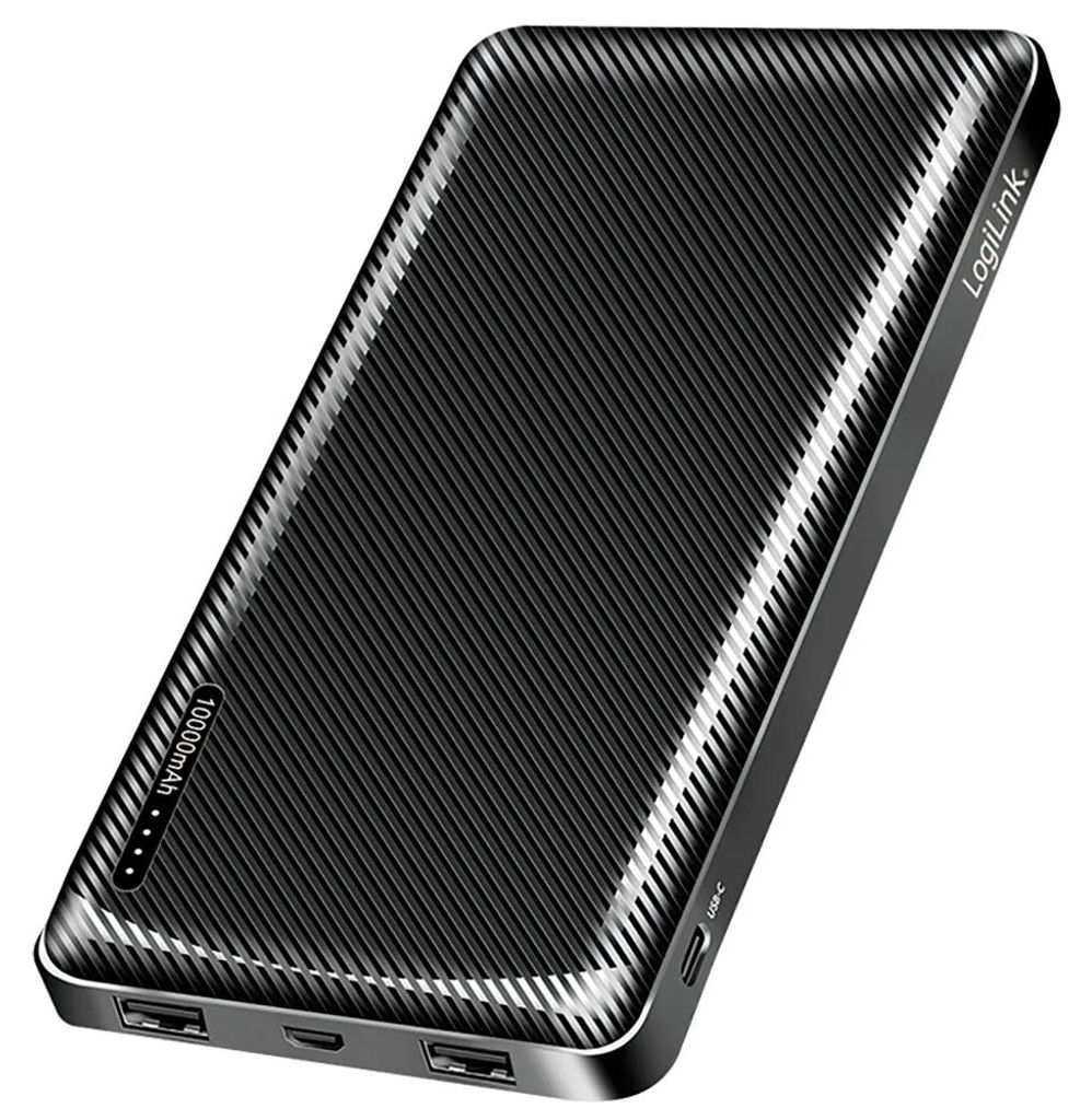 LogiLink PA0316, Powerbank, 10.000 mAh, 2x USB-A, zwart Productafbeelding 