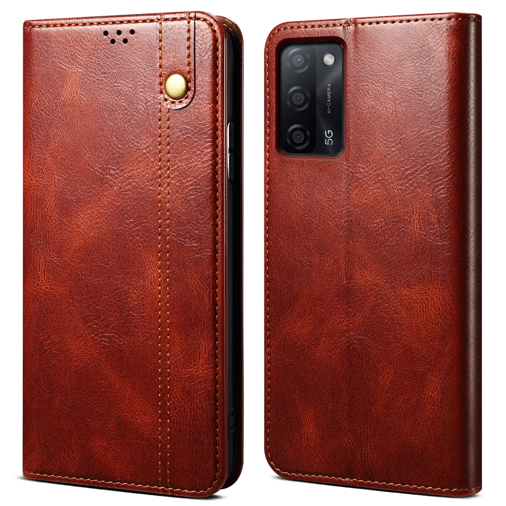 Custodia Flip OPPO A55 5G Rossa: Portafoglio in Pelle Fashion Stand