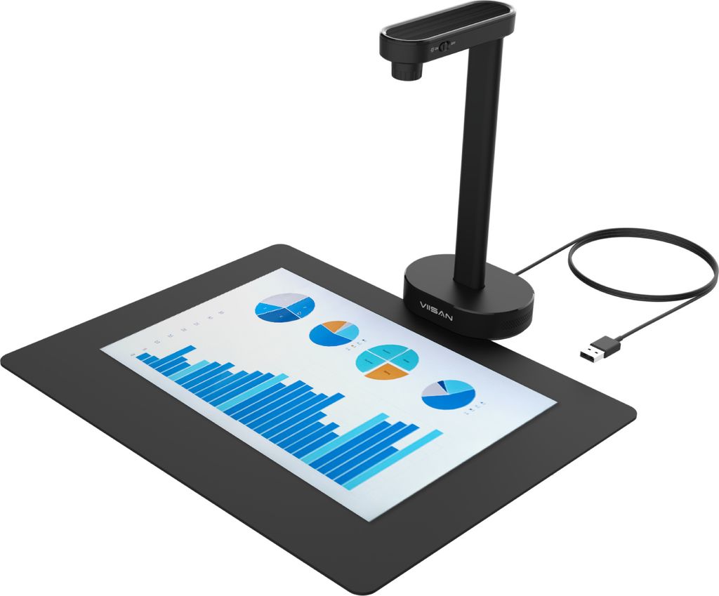 VIISAN Dokumentenscanner, 16MP USB, Scanbereich A4, Deskewing, Scannen von mehrseitigen Dokumenten, OCR & TTS Tech, funktioniert mit Windows & Mac