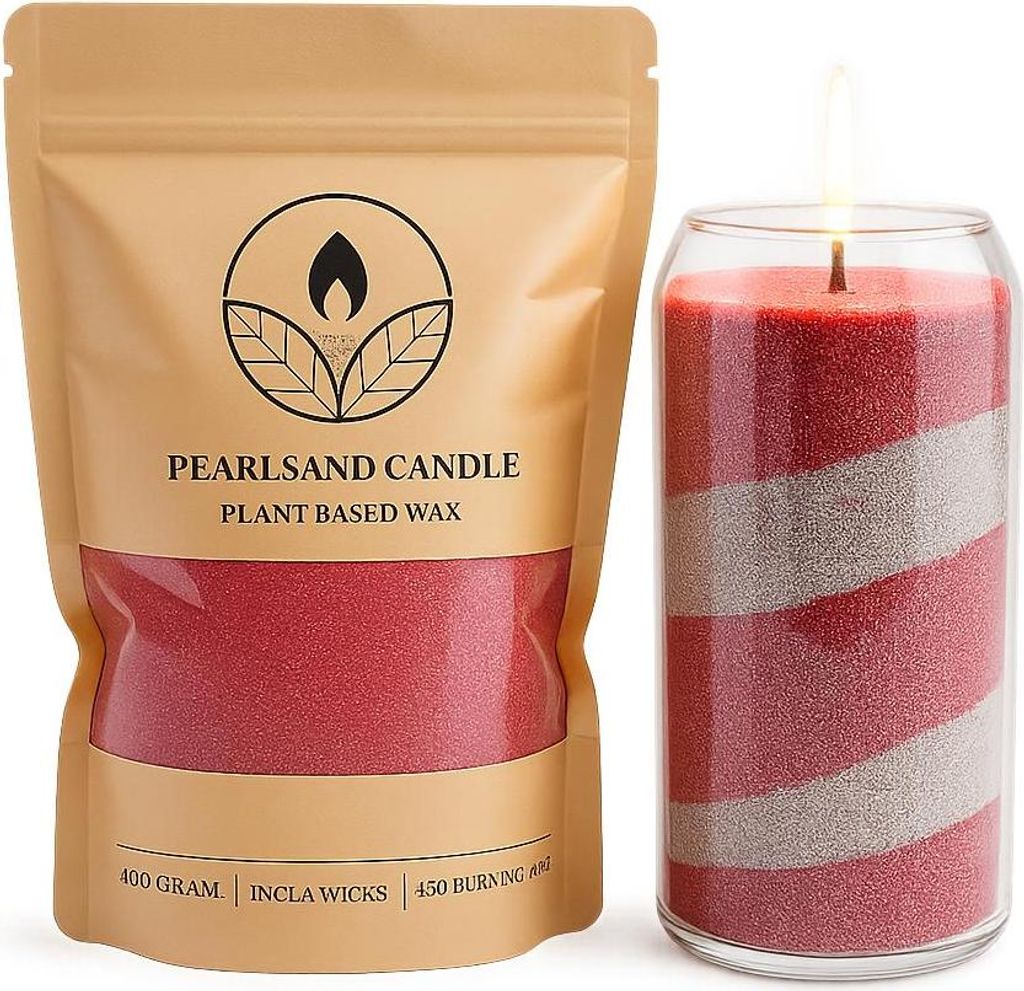 Kerzensand DIY Set 400g – Veganes Wachsgranulat in 7 Farben – Kerzen selber machen mit 4 Dochten, Farbe:Bordeaux