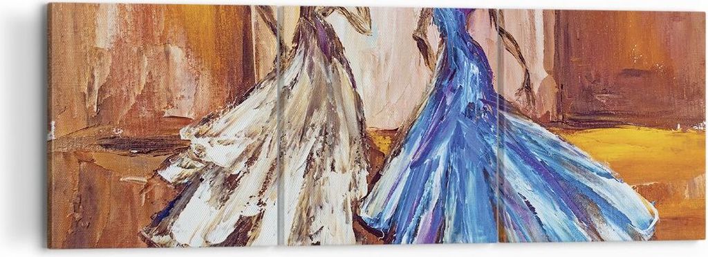 Bild auf Leinwand - Leinwandbild - 3 Teile - Frauen Kleider Öl - 120x40cm - Wand Bild - Wanddeko - Wandbilder - Leinwanddruck - Bilder - Wanddekor...