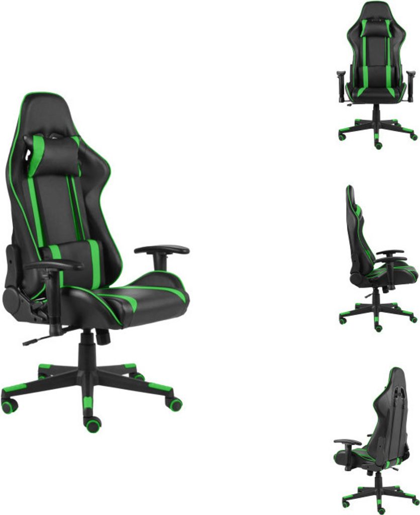 vidaXL Gaming-Stuhl Drehbar Grün PVC - Gaming-Sessel