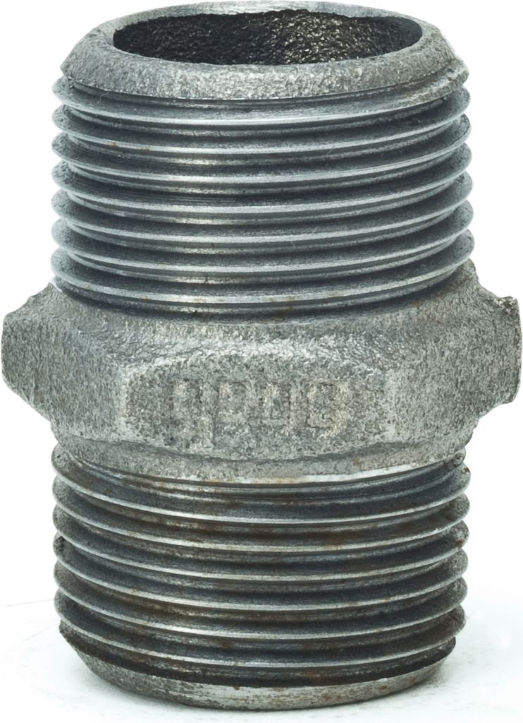 Temperguss Doppelnippel 1/2 bis 2 Zoll AG-AG Fitting schwarz