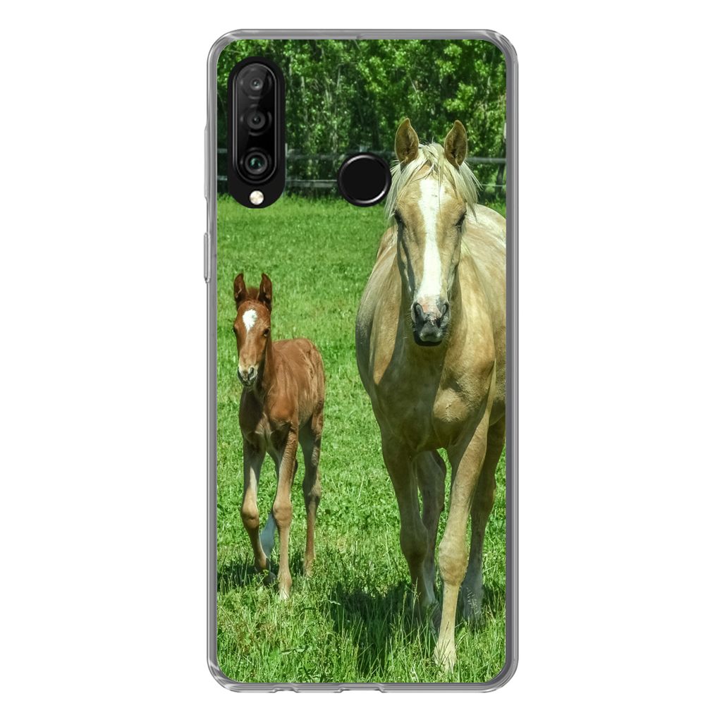 MuchoWow Handyhülle Schutzhülle Hülle für Huawei P30 Lite Pferd - Fohlen - Tiere Silikon Softcase Handy Hülle - Handyhülle