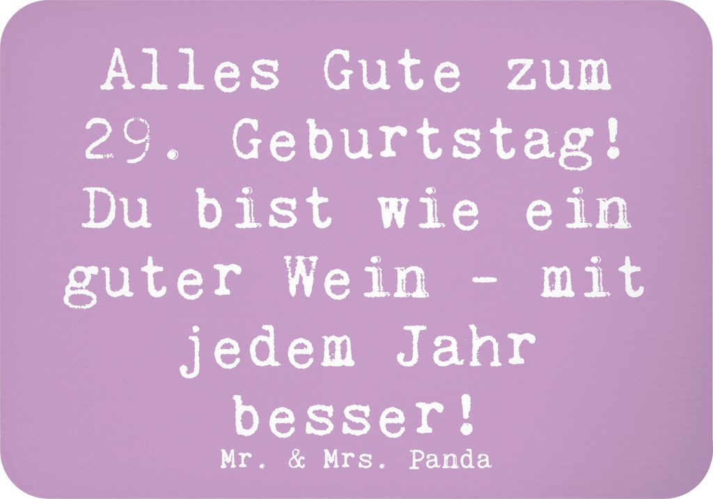 Mr. & Mrs. Panda Kühlschrankmagnet Spruch 29. Geburtstag Glückwünsche - Lavendeltraum - Geschenk, Geburtstagsspruch, Notizhalter, persönliche G...