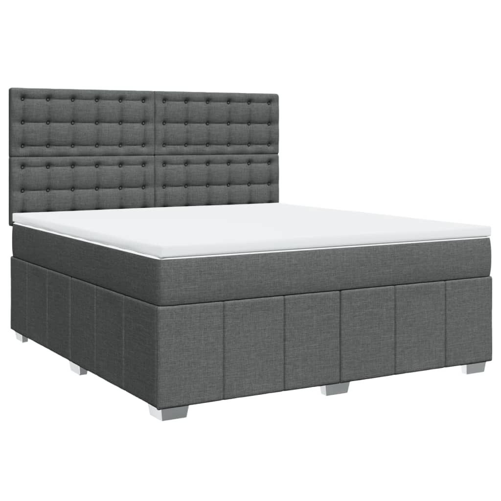 vidaXL Boxspringbett mit Matratze Dunkelgrau 180x200 cm Stoff