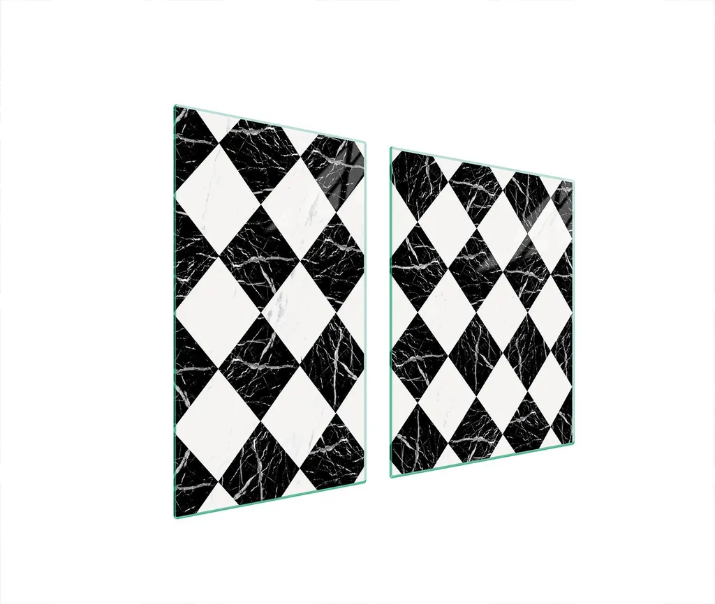 Copri Forno e Piano Cottura 100x52 Ceramica Mosaico Design Vetro 2pz