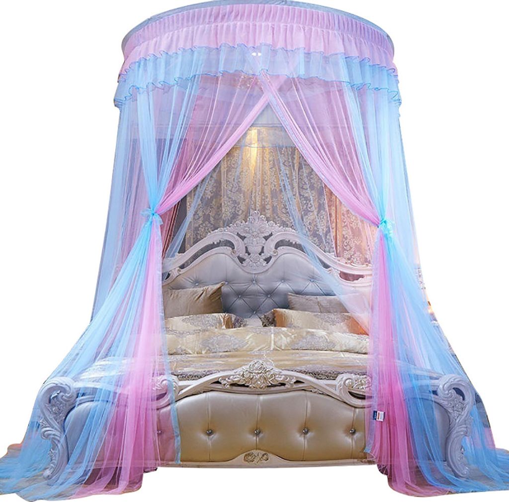 Haushaltskuppel Prinzessin Bett Vorhang Banach Kinderzimmer Moskito Fliegen Insektennetz-Pink Blau ,Größen:1.2m (4 feet) bed