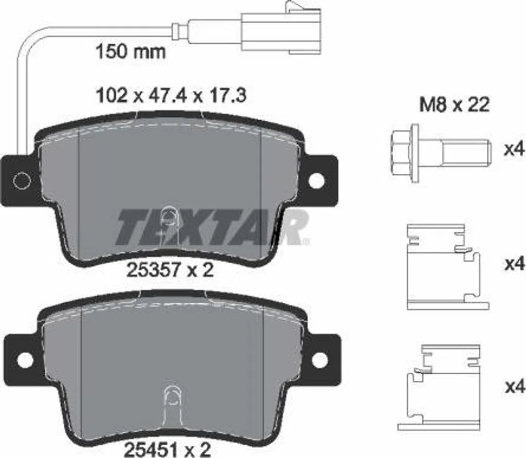 Plaquettes de Frein TEXTAR 2535701 Solution pour Freinage Bruyant Punto