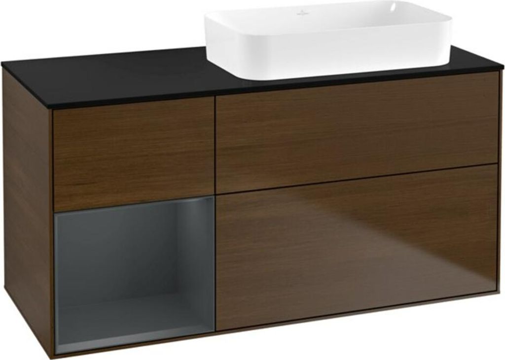 V&B Waschtischunterschrank Wandbeleuchtung Finion 120x60 cm, Reg li md bl. m Lac, wal ven