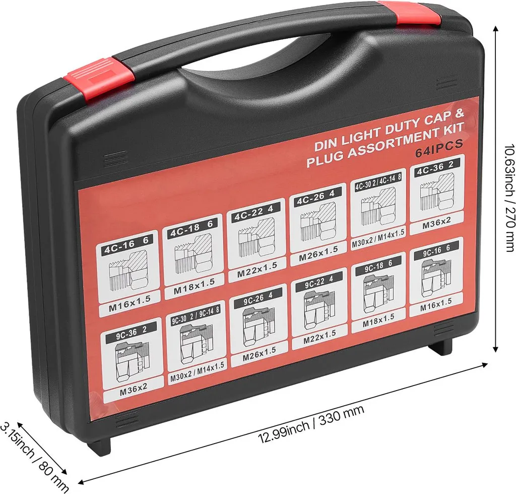 Mallette de connecteurs hydrauliques DIN et bouchons pour flexibles - 8