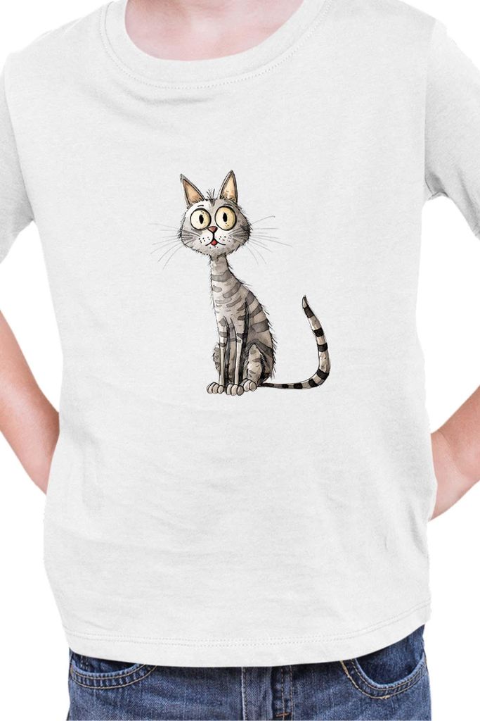Kinder T-Shirt Funny Cats Breeds Egyptian Mau Cat 020, 3-4 Jahr - 104 / Weiß