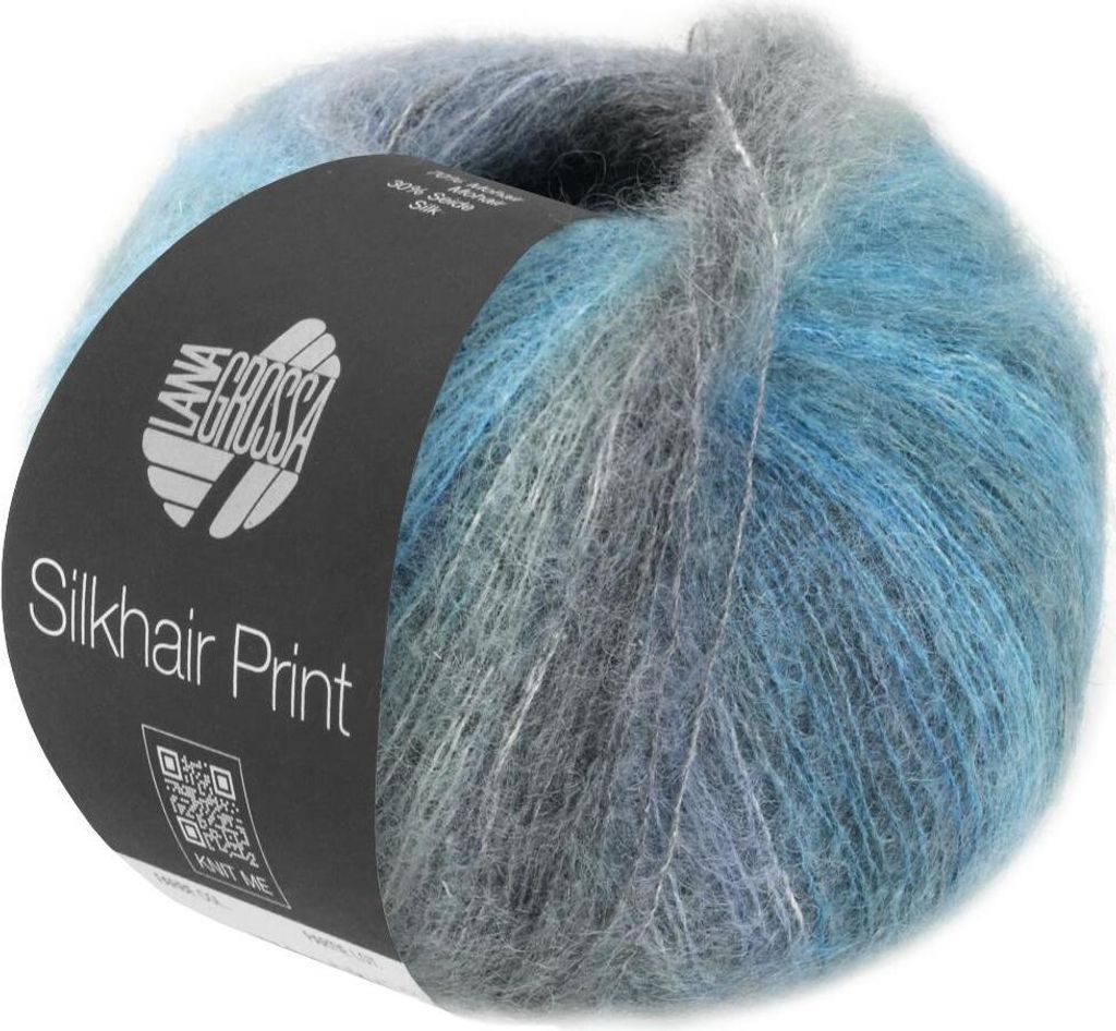 Lana Grossa - Silkhair Print 25g 0432 petrol dunkelpetrol mittelgrau mausgrau rauchgrau