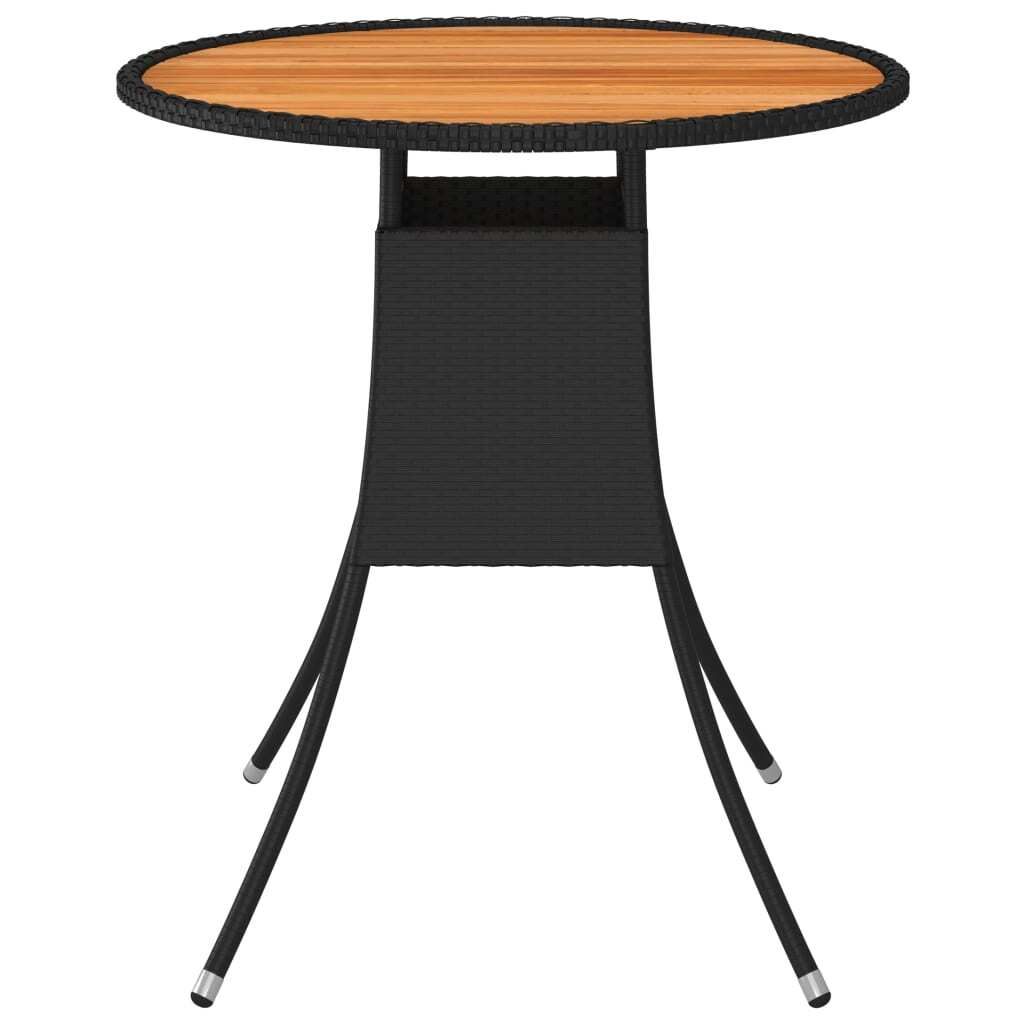 "WINTER SALE"Gartentisch - Gartenmöbel - Balkontisch - Schwarz Ø 70 cm Poly Rattan Massivholz Akazie - Tische für Garten, Balkon NEU4802999