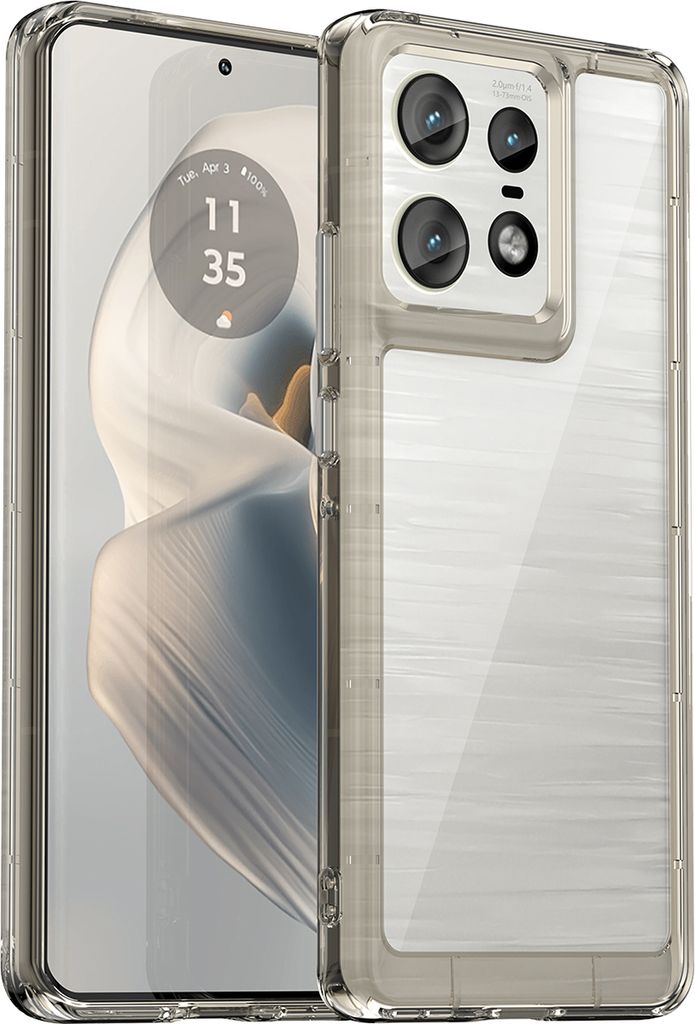 Schutzhülle für Motorola Edge 50 Pro Klar Rückseite Stoßfeste TPU Silikon Bumper Hülle Grau