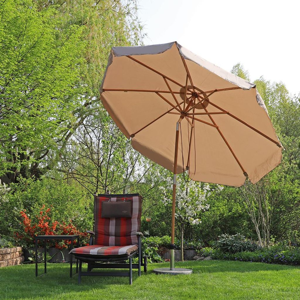 Sekey Sonnenschirm Holz Balkonschirm Rund Marktschirm Ø Produktbild 