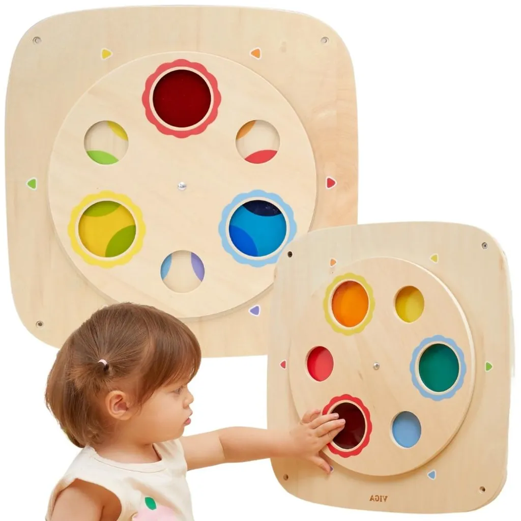 Planche de manipulation sensorielle Viga en bois pour mélanger couleurs