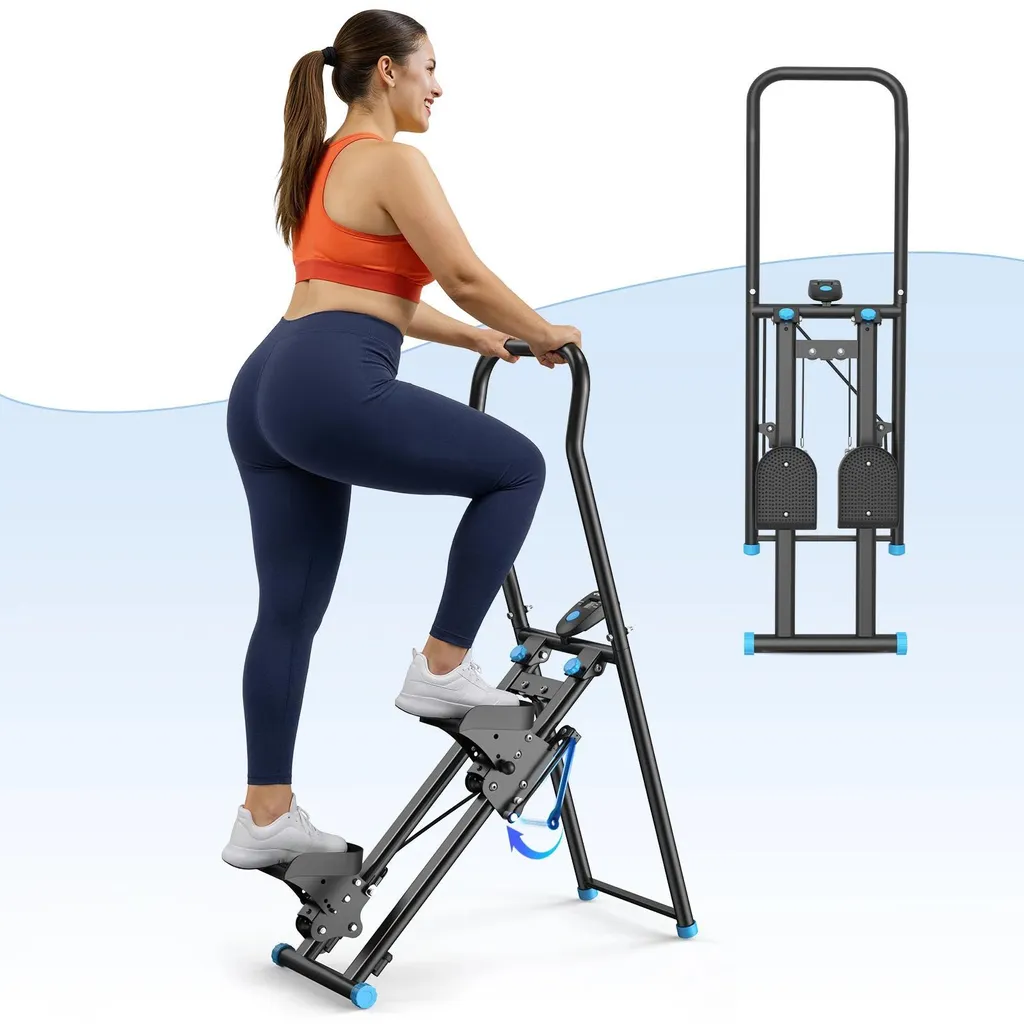 Stepper d'escalier pliable 2438B2, appareil fitness avec main courante