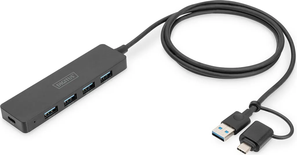 DIGITUS DA-70236 Hub USB 3.0 DIGITUS, 4 porte, Slim Line, nero