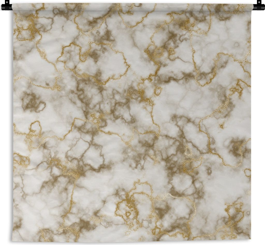 MuchoWow Wandteppich Wandbehang Marmor - Weiß - Gold 150x150 cm Tapisserie Dekoration Wandtuch - Wohnaccessoires - Modernes
