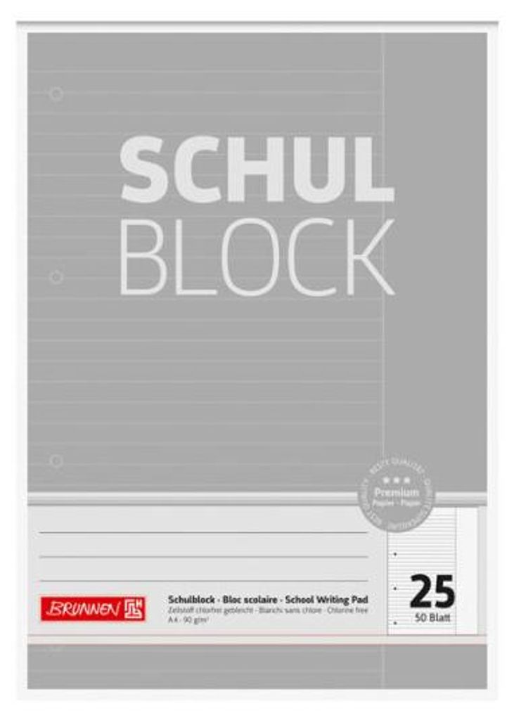 BRUNNEN 1052625 Bloc Premium "Bloc scolaire" A4 ligné, avec Image du produit 