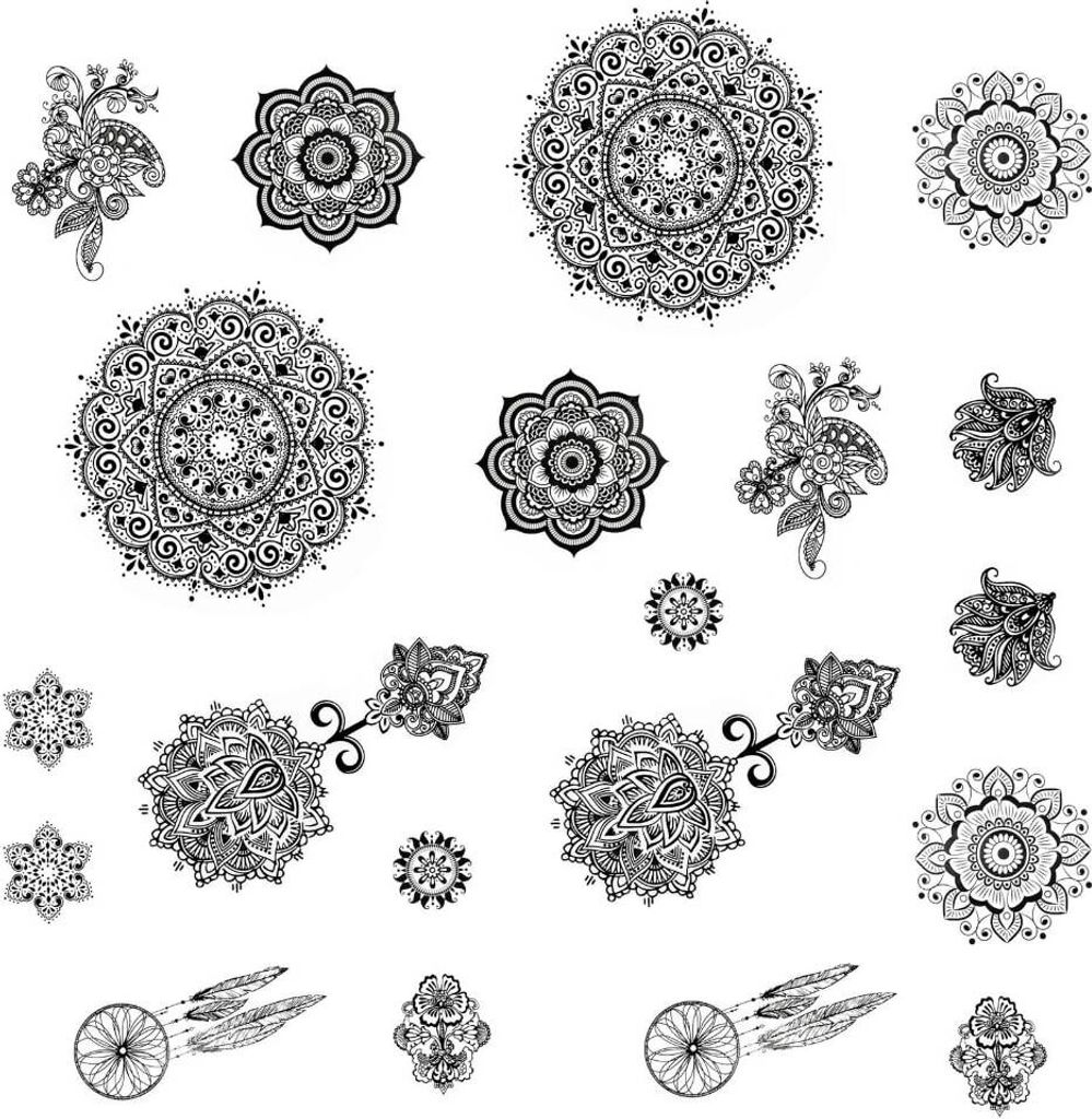 Oblique Unique Temporäre Klebetattoos Mandala Tattoo Set - Produktbild 