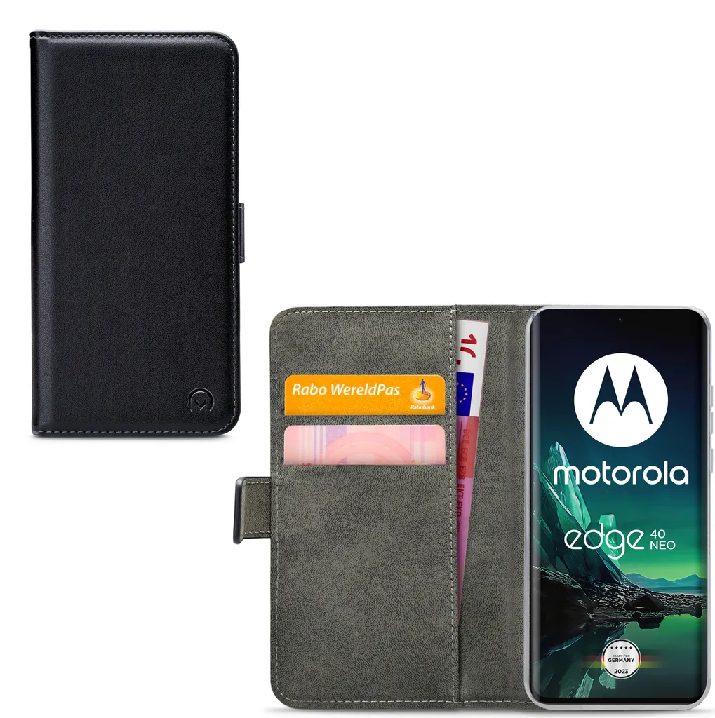 Étui Portefeuille Motorola Edge 40 Neo avec Support Vidéo Noir Mobilize