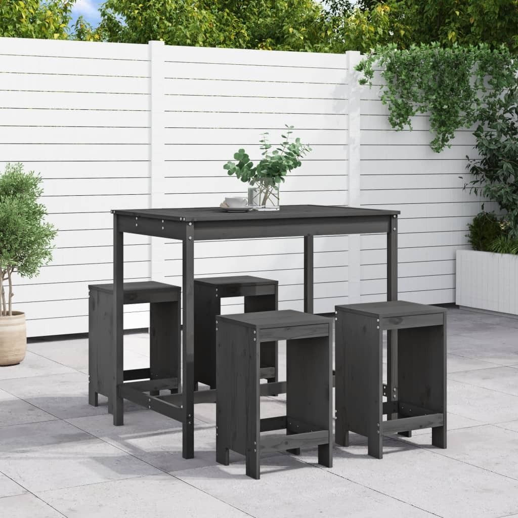 Maison Exclusive - 5-tlg. Gartenbar-Set Grau Massivholz Kiefer