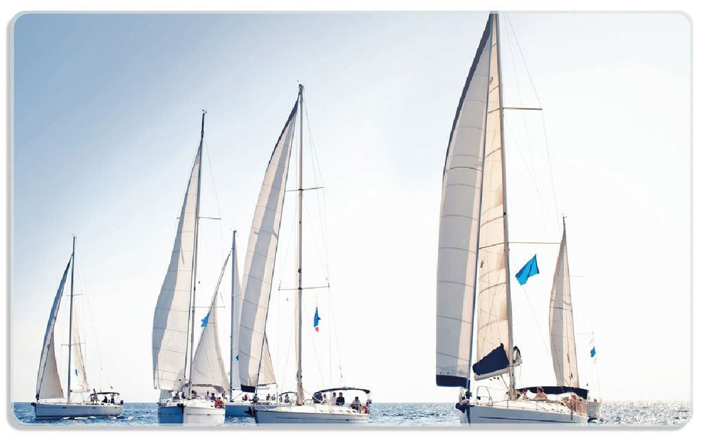 Wallario Frühstücksbrettchen aus Glas, je 14 x 23 cm, mit rutschfesten Füßen, Motiv Segelschiff auf dem Meer