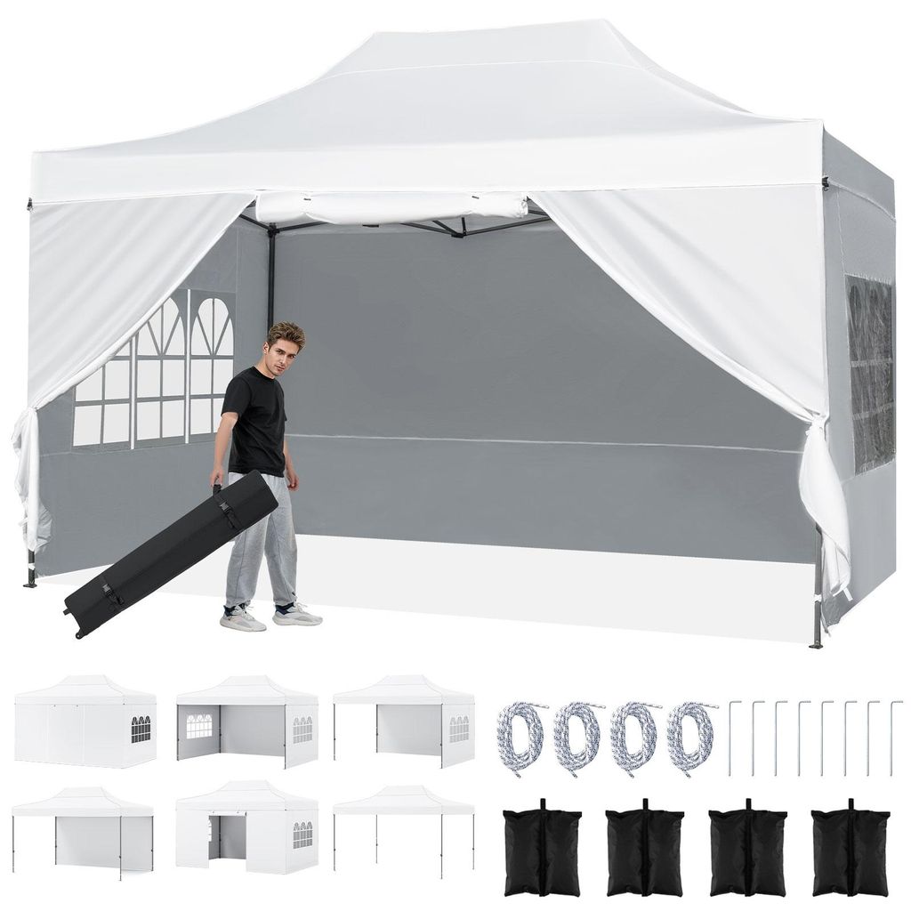COSTWAY Tente pop-up 3 x 4,5 m, tente pliable imperméable Image du produit 