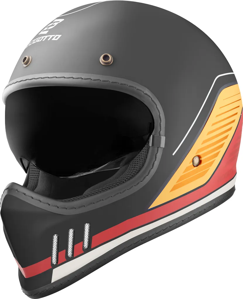 Casco Bogotto FF980 EX-R Nero/Giallo/Rosso 2XL | Stile Cafe Racer