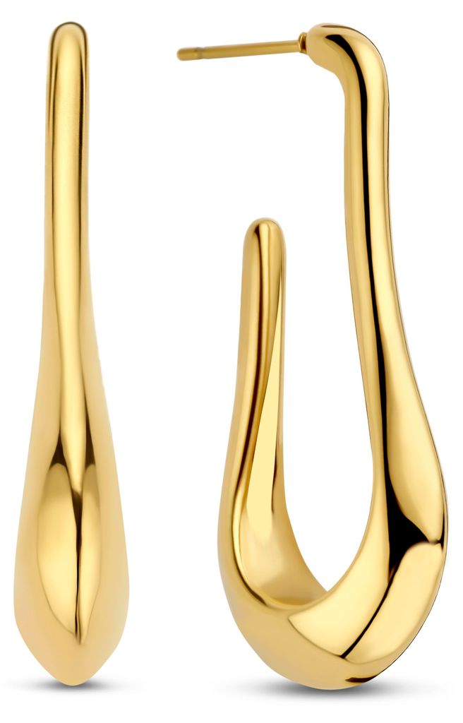CO88 Collection Ohrringe für Damen – Ohrhänger – Öse – 39 x 18,7 mm – 6,3 mm breit – Stahl – Goldfarben – 8CE-70558