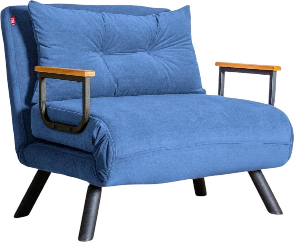 Sessel Quaoar, Gepolsterter Sitz, Einzelsofa im Wohnzimmer, Stuhl mit Armlehnen, 60x78 h78 cm, Blau