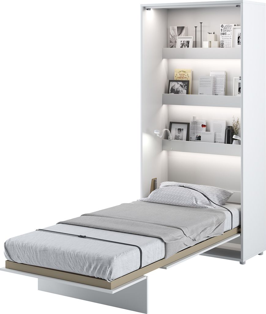 MEBLINI Schrankbett Bed Concept - Wandbett mit Lattenrost - Klappbett mit Schrank - Wandklappbett - Murphy Bed - Bettschrank - BC-03 - 90x200cm Ver...