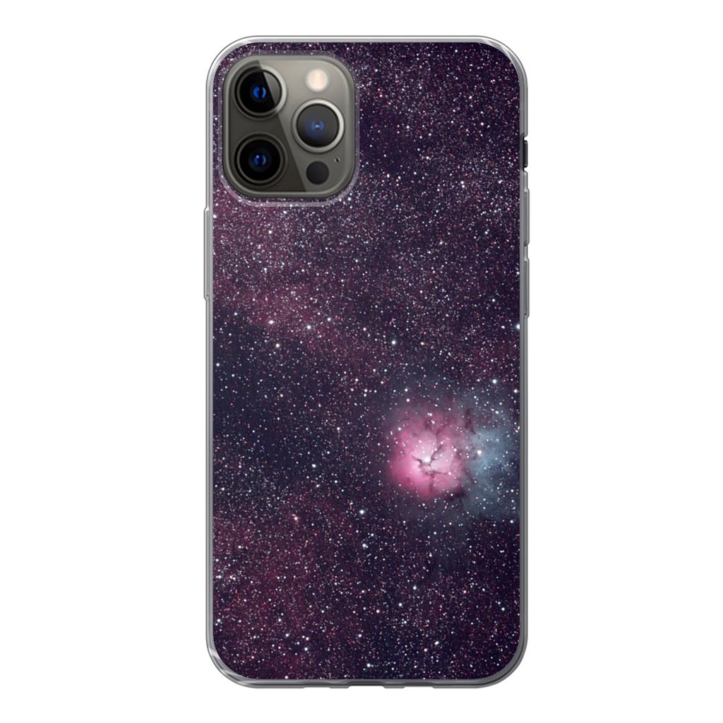 MuchoWow Handyhülle Schutzhülle Hülle für iPhone 12 Pro Universum - Sterne - Rosa - Jungen - Mädchen - Kinder Silikon Softcase Handy Hülle ...