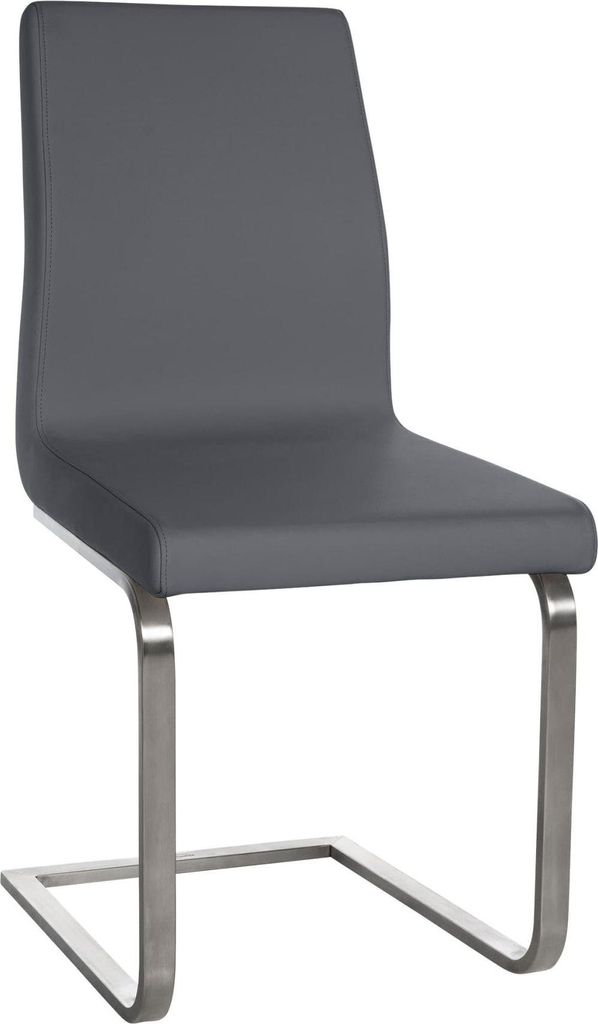 Esszimmerstuhl aus Kunstleder – Kunststoffstuhl – ergonomischer Komfort – Kufengestell aus Edelstahl | Farbe: Grau