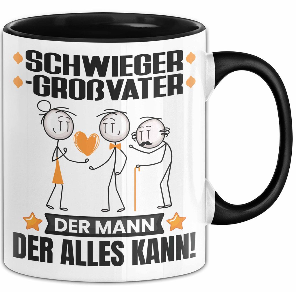 Schwiegergroßvater Tasse Geschenk für Schwiegergroßvater Der Mann Der Alles Kann Geschenkidee zum Geburtstag (Schwarz)