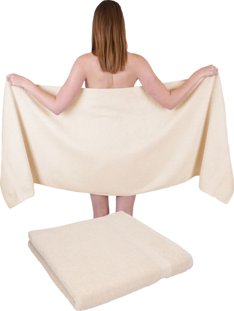 Betz 2 Stück Saunatücher 70 x 200 cm PREMIUM 100% Baumwolle Badetuch Liegetuch Strandtuch Farbe: sand