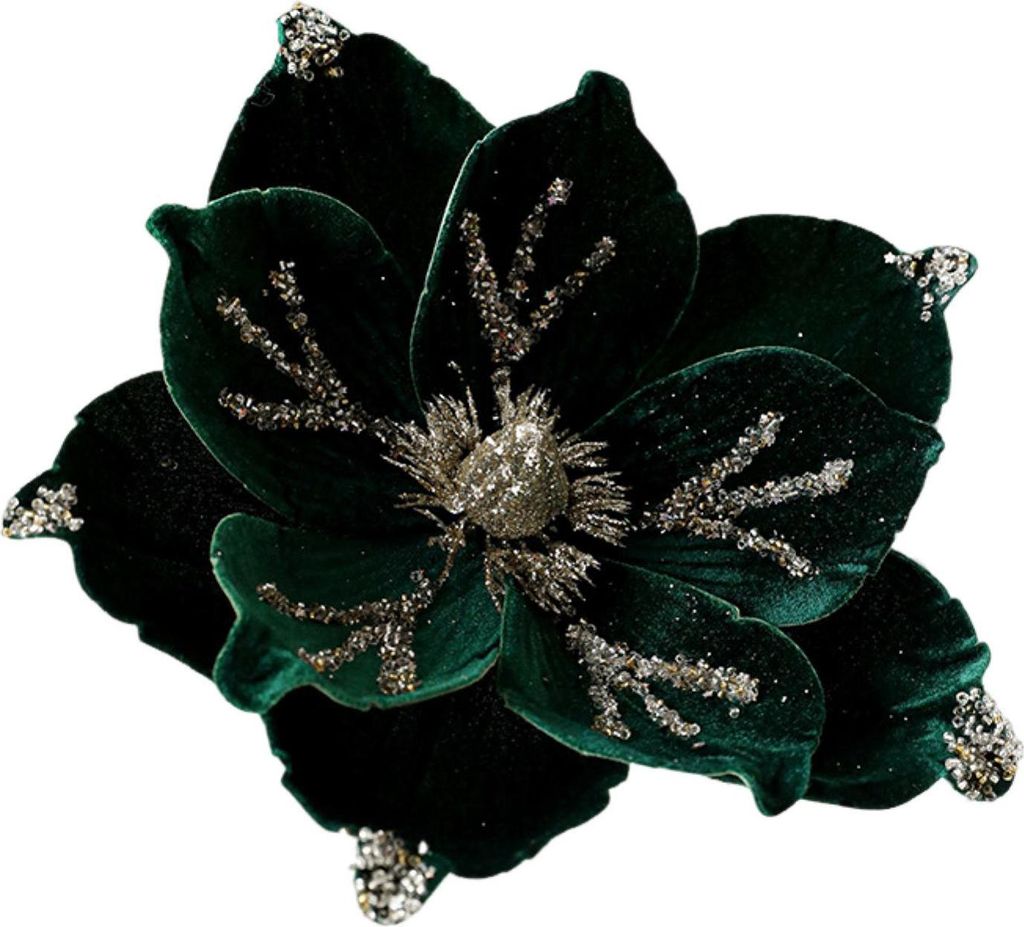 Künstliche Weihnachtssternblüten, Samtglitzernde Magnolienblüten mit Stiel, Christbaumschmuck für Weihnachten, Silvester, Partys, Hochzeiten un...