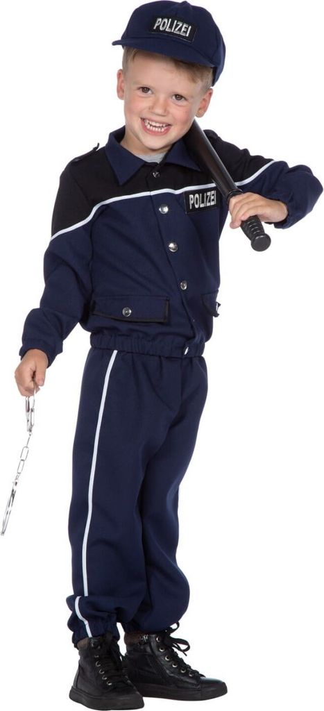Kostüm Polizist Gr. 104-128cm -Blaue Polizeiuniform 104cm Produktbild 