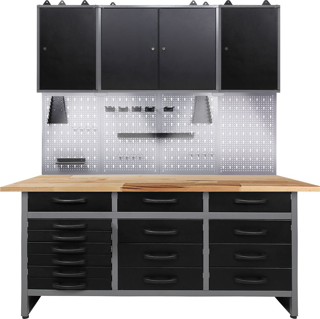 ONDIS24 Werkstatt Set Konny 160 cm 3 Schränke LED