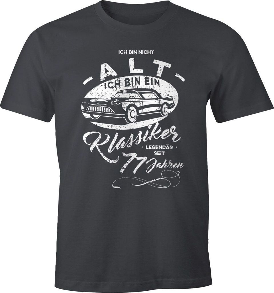 Herren Geschenk T-Shirt Geburtstag Ich bin nicht alt Ich bin ein Klassiker Auto Oldtimer Spruch 30-90 Jahren Moonworks 77 dunkelgrau L