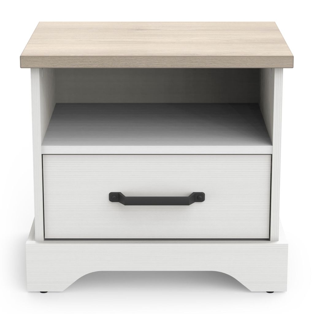 CALICOSY - Nachttisch mit 1 Schublade und 1 Nische, weiß, Cottage - L47,3 cm