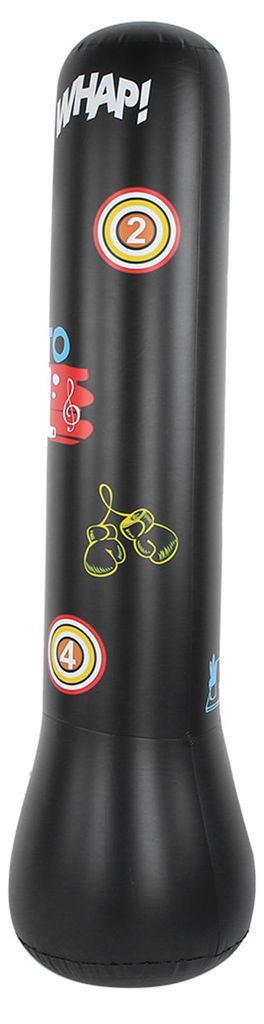 Dicker aufblasbarer Boxsack, freistehender Tumbler, Fitness-Stressabbau für Erwachsene und Kinder (1,2 m, schwarz)