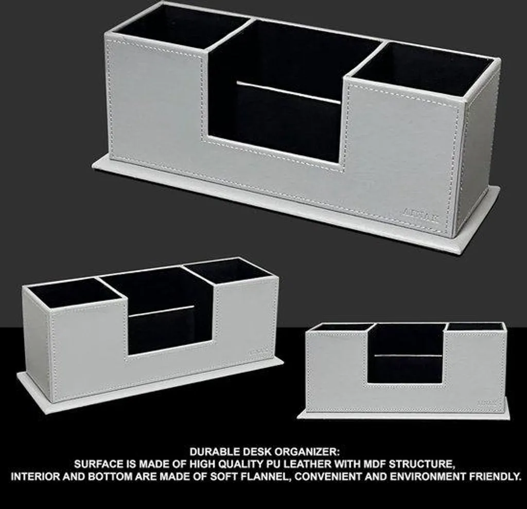 Rangement de bureau 4 compartiments gris : design compact et robuste